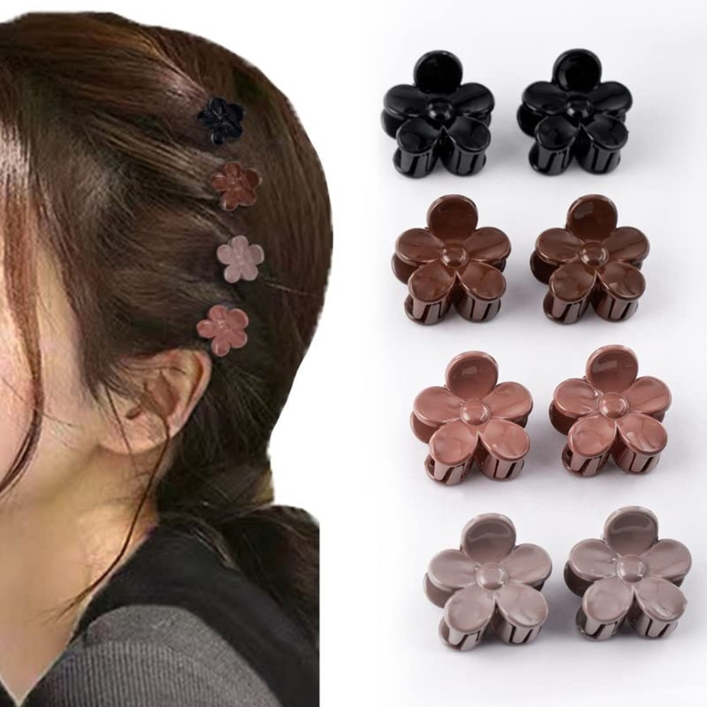4 Colors Small Flower Claw Clips, Mini Hair Clips